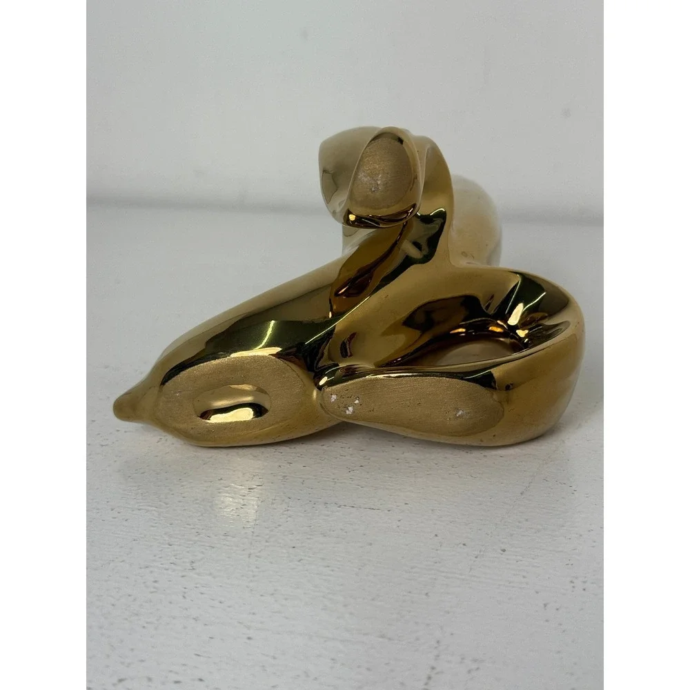 Gold Chrome Peeled Banana Ceramic Bud Vase Pop Art Sculptural Home Decor